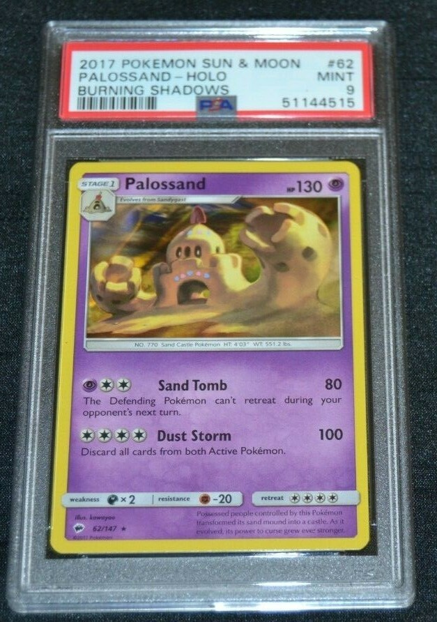 Holo Foil Palossand # 62/111 Burning Shadows Set Pokemon Cards PSA 9 MINT
