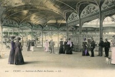 VICHY card interior of the Plais des Sources of pretty colors