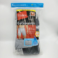 Hanes Mens Boxer Briefs Size Medium Pack Of 6 Tagless
