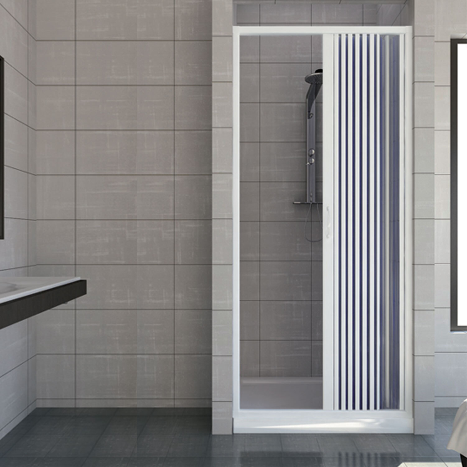 BOX DOCCIA PORTA PARETE NICCHIA 1 LATO A SOFFIETTO PVC 14 COLORI SU MISURA 70 CM
