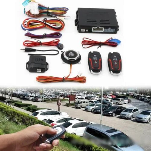 Car Keyless Entry Engine Start Stop Alarm System Push Button Remote Control Kit - Imagem 2 de 4