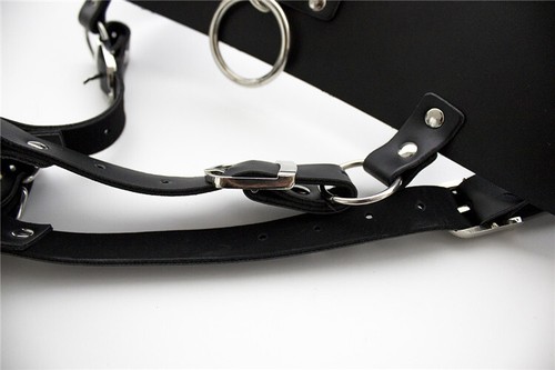 PU Leather Forced Orgasm Vibrator Strapon Wand Holder Harness Chastity Belt BDSM - Picture 13 of 16