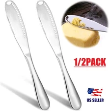 2Pcs Cold Butter Knife & Spreader for Cheese Jar Cream Stainless Steel Home Tool