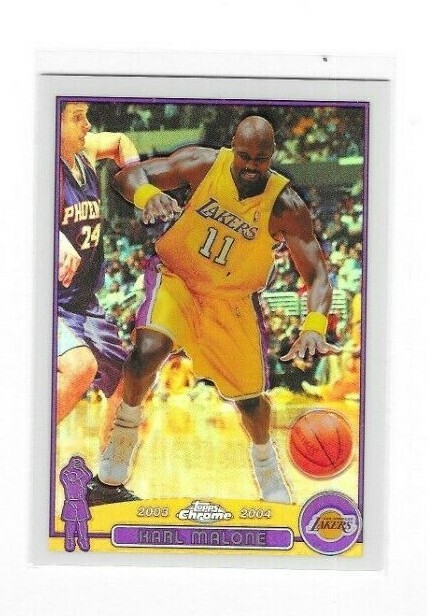2003-04 Topps Chrome Refractor Karl Malone Basketball Card #32 Lakers