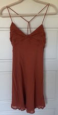 Anthropologie Women’s Strappy Mini Dress Twist Front Rust Colored Size 10