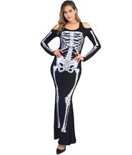 Women's Skeleton Costume Witch Jumpsuit Scary Halloween Adult Dress for Women...