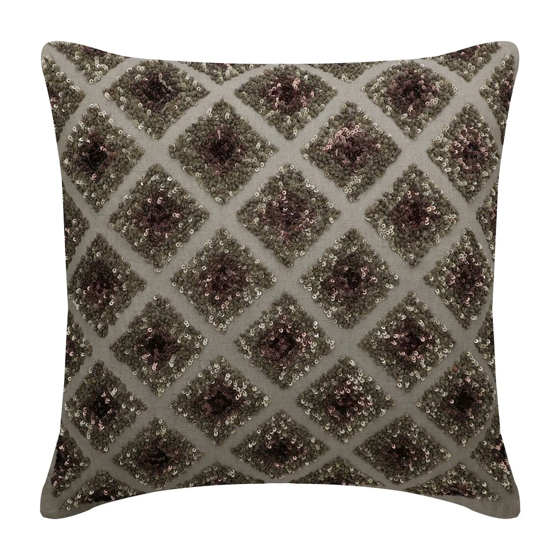 Square Throw Pillow Case Grey 16"x16", Home Decor Linen Fabric - Winter Check