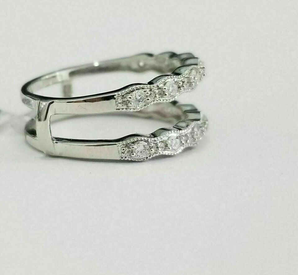 1.5Ct Lab Created Diamond Enhancer Guard Wrap Wedding Ring 14k White