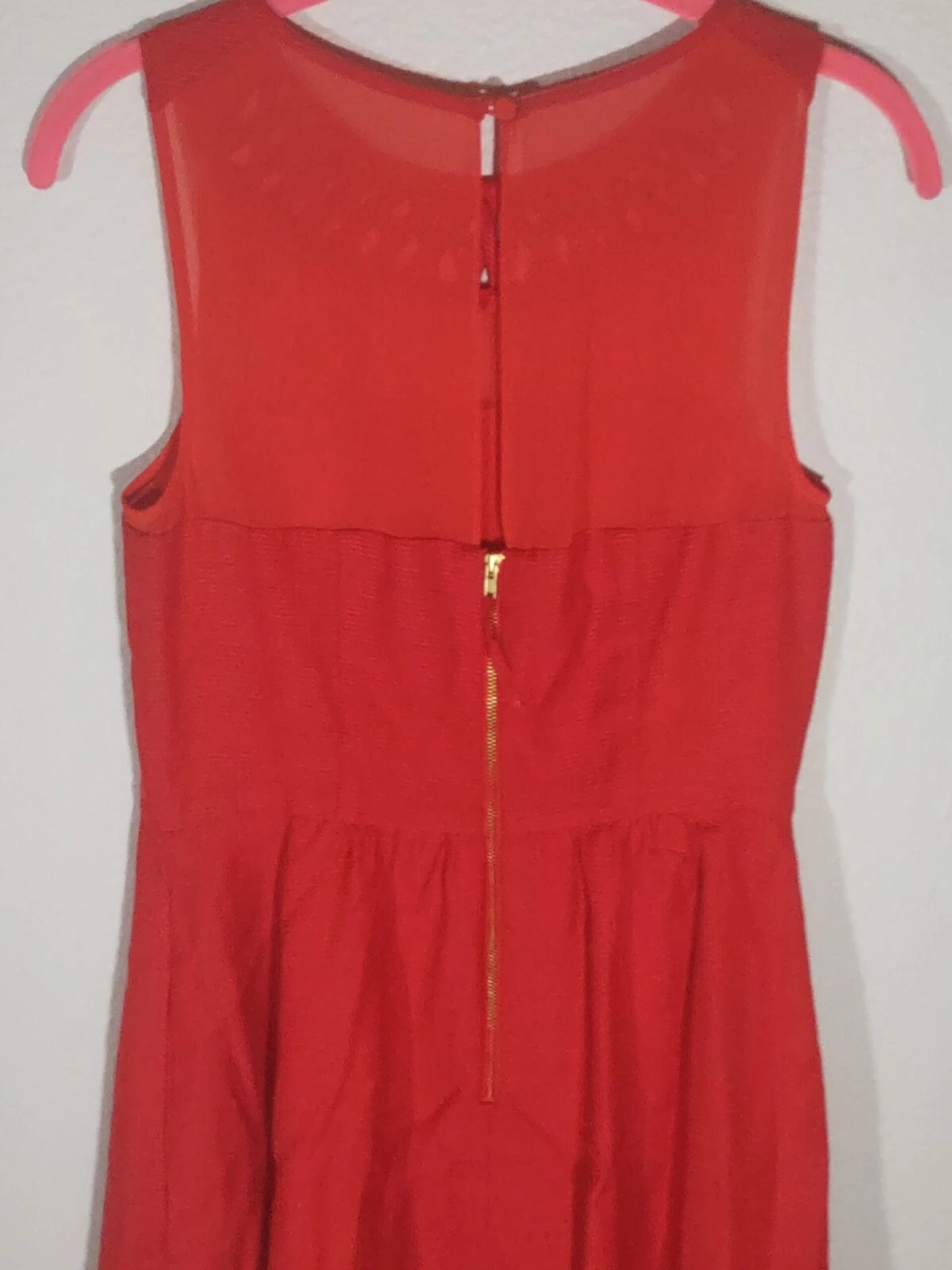 VETEMENTS Abito Anthropologie Maeve scollo a reticolo rosso senza maniche aderente e tasche svasate taglia 6