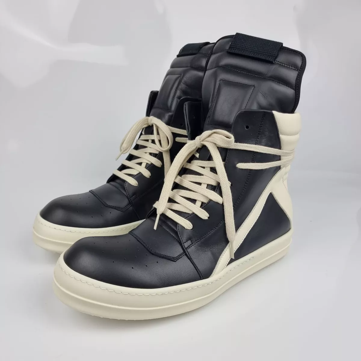 Rick Owens Geobasket Men s High Top Black Milk Sneakers New SS24
