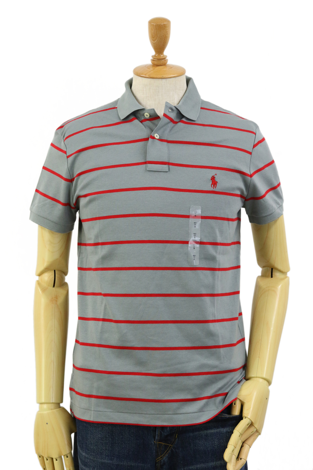 Рубашка поло Polo Ralph Lauren в полоску с коротким рукавом Soft Touch - Серый с красным - XS