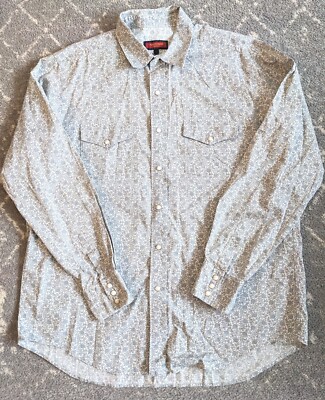AUSTIN REED LONDON Mens Size L Floral Pearl Snap Up Western Long Sleeve Shirt
