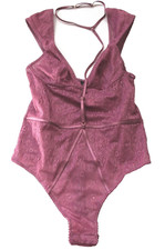 Victoria's Secret Wildflower Lace Strappy Thong Bottom Bodysuit Size S Purple