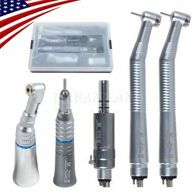 4 Hole Low & High Speed Handpiece Kit Push Button USA Stock KNN Dental
