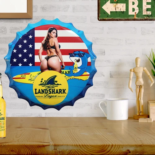 Vintage Stl Landshark Beer Decor  Sign Retro Metal Signs Man Cave Bar Pub Decor
