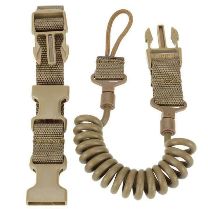 2pcs Tactical Pistol Lanyard Sling Elastic Handgun Secure Spring Retention Rope - Image 3 of 4