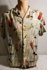 Paradise Found Men's Hawaiian Shirt Cocktails Martini Glasses