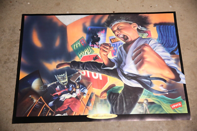 Vintage Levi's Denim Jeans Karate Kid Advertising Display Poster