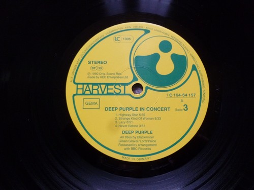 Deep Purple "DEEP PURPLE IN CONCERT" Vinyl LP (Harvest 1C 164-64 156/7) - Picture 9 of 10