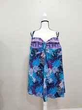 SWIMSUITS FOR ALL/SWIMDRESS/WOMEN'S/TIE FRONT/V-NECK/MULTI/WIRE/PLUS 26 D/DD