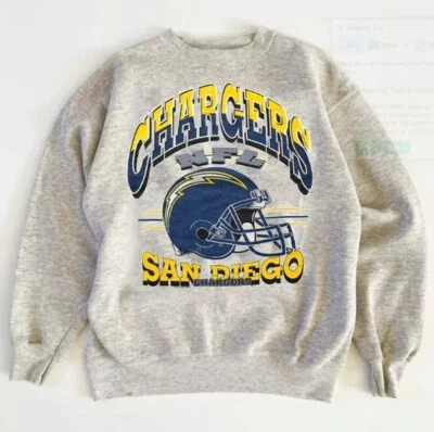 GILDAN NFL San Diego Chargers Graphic Ash Sweatshirt Retro Unisex Men Women