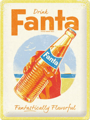 Fanta Bottle Beach Blechschild 30x40 cm Gewölbt Geprägt Retro Deko Limo