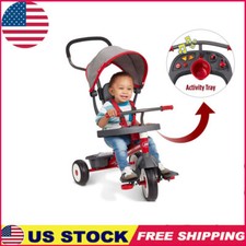 4 In 1 Trike Activity Tray Red Gray Convertible Adjustable Seat 3 Point Harness