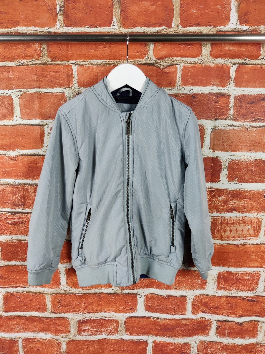 BOYS TED BAKER COAT AGE 6-7 YEARS GREY BLUE SOFTSHELL ZIP BOMBER
