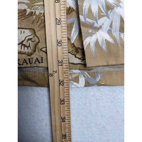 Camisa Hawaiana Alii Fashions Hawaii Para Hombres M 100% Algodón Marrón Tostado Palmeras Isla - Imagen 8 de 12