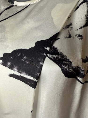 Ann Demeulemeester White Black Silk Rasoseta Bird Top 36 NWT - Picture 2 of 6