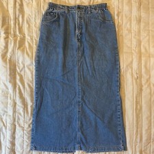 Vintage Lee Skirt Womens 28 Light Wash Denim Pencil Midi Modest Made in USA 90s