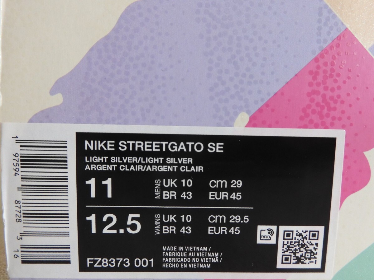 Nike Streetgato Street Gato Indoor Soccer Cleats Socal Silver Sz