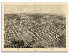 1867 Bloomington Illinois Vintage Old Panoramic City Map - 20x28