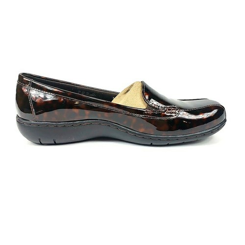 Clarks Collection Womens size 6.5W Bayou Q Flats Loafers Tortoise Patent Leather - Picture 2 of 7