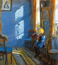 Anna Ancher - Sunlight in the blue room Giclee Fine Art Print on Canvas Wall 36"