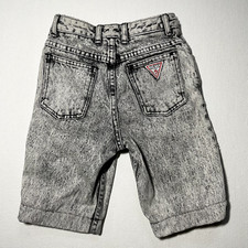 Vintage Guess Jeans Shorts Jorts Kids 10 Acid Washed Black Youth 80s
