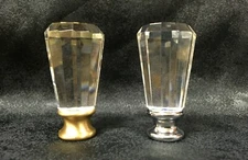 Lamp Finial-FACETED PRISM OPTIC CRYSTAL in Chrome or Satin Brass Base (1-Pc.)