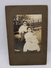 Two Sisters with Big Hair and a Baby Outdoors Cabinet Card Photo