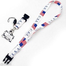 Lanyard/Landyard US AMERICAN FLAG PATRIOTIC USA 15" lanyard New With Tags  