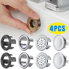 4Pcs Bathroom Basin Sink Overflow Ring Chrome Hole Cover Cap Inserts,Round.
