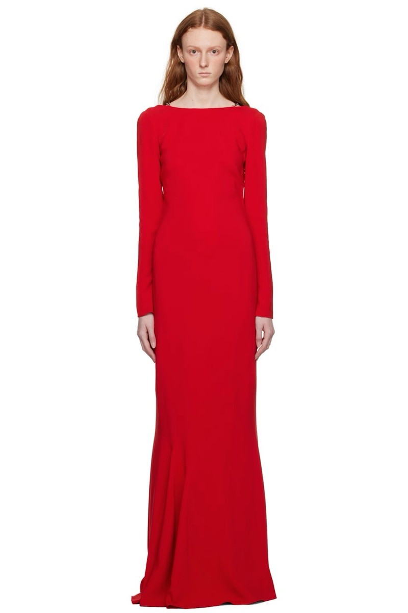 Givenchy Red Chain Link Gown Dress 36