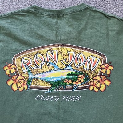 Vintage Ron Jon Shirt Mens Extra Large Green Grand Turk Surf