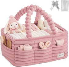 Portable Baby Diaper Caddy Organizer Nursery Storage Basket w/ Removable Divider