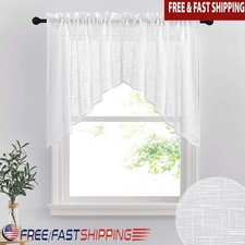 Linen Textured Semi Sheer Curtain Panels Dual Rod Pockets Window Treatment New