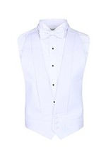 White Pique Formal Vest  Self Tied Bow Tie - Tailcoat Waistcoat FITALL,