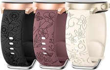 3 Pack Flower Engraved Bands Compatible with Samsung Galaxy Watch 6/5/4 Band 40m