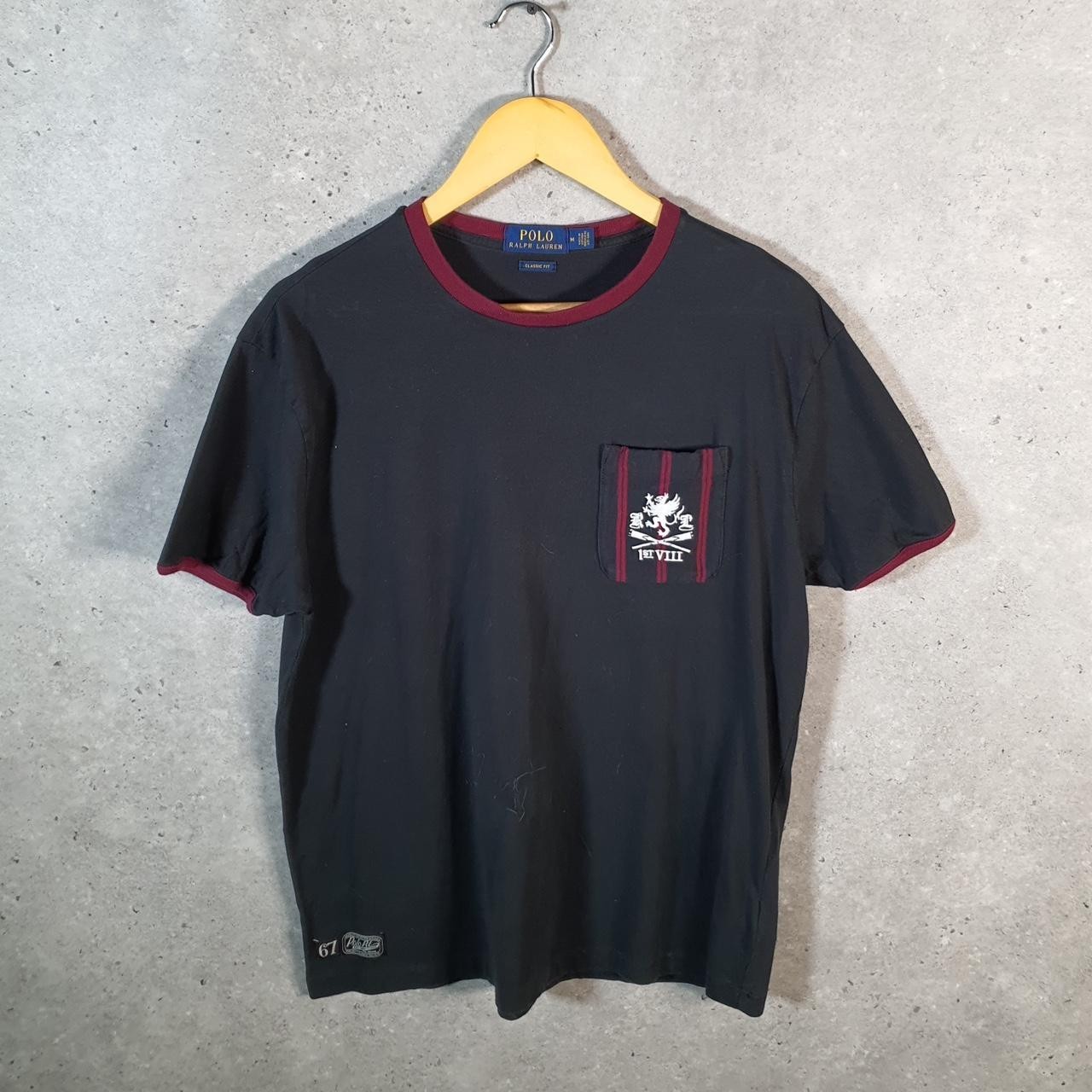 Polo Ralph Lauren vintage tasca t shirt uomo media nera vestibilità classica pony