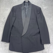 Vintage Lord West Ny Tuxedo Jacket Mens 44L Black Double Breasted Shawl Lapel