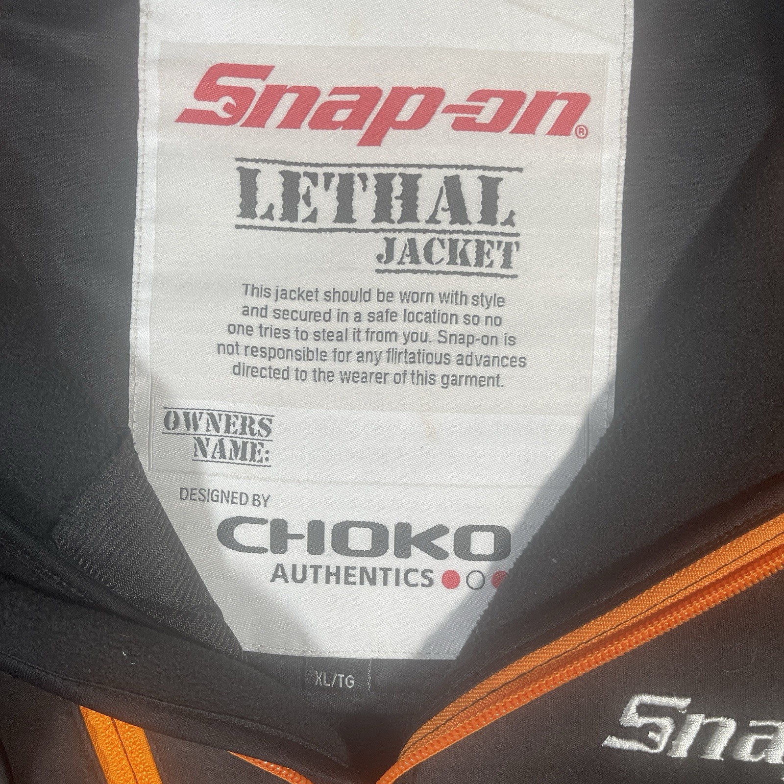 Snap On Lethal Jacket By Choko Authentics Mens XL… - image 3