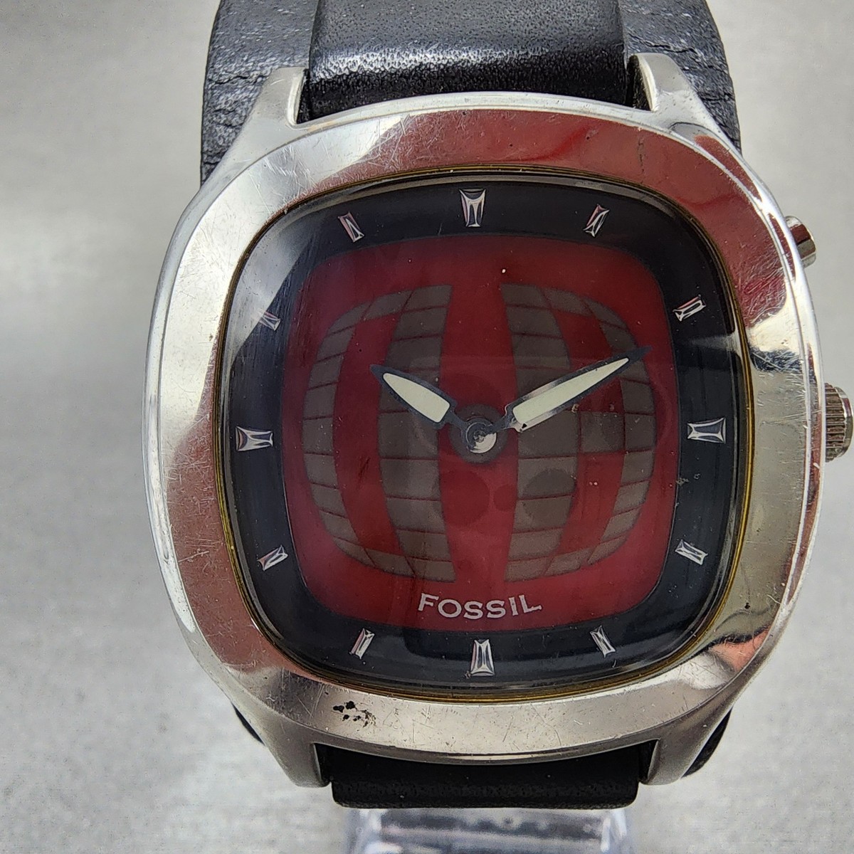 Fossil レザー バンド 時計 JR8292 Fossil BigTic Watch Men 39mm Red Dial Silver Tone Square